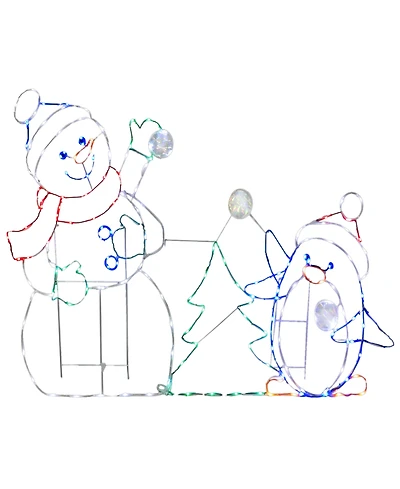 Puleo International 3.5' Snowman with Penguin Outdoor Christmas Decor