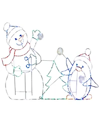 Puleo International 3.5' Snowman with Penguin Outdoor Christmas Decor