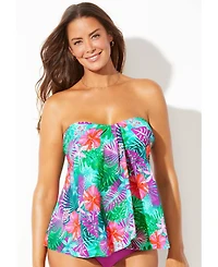 Swimsuits for All Women's Flyaway Bandeau Tankini Top