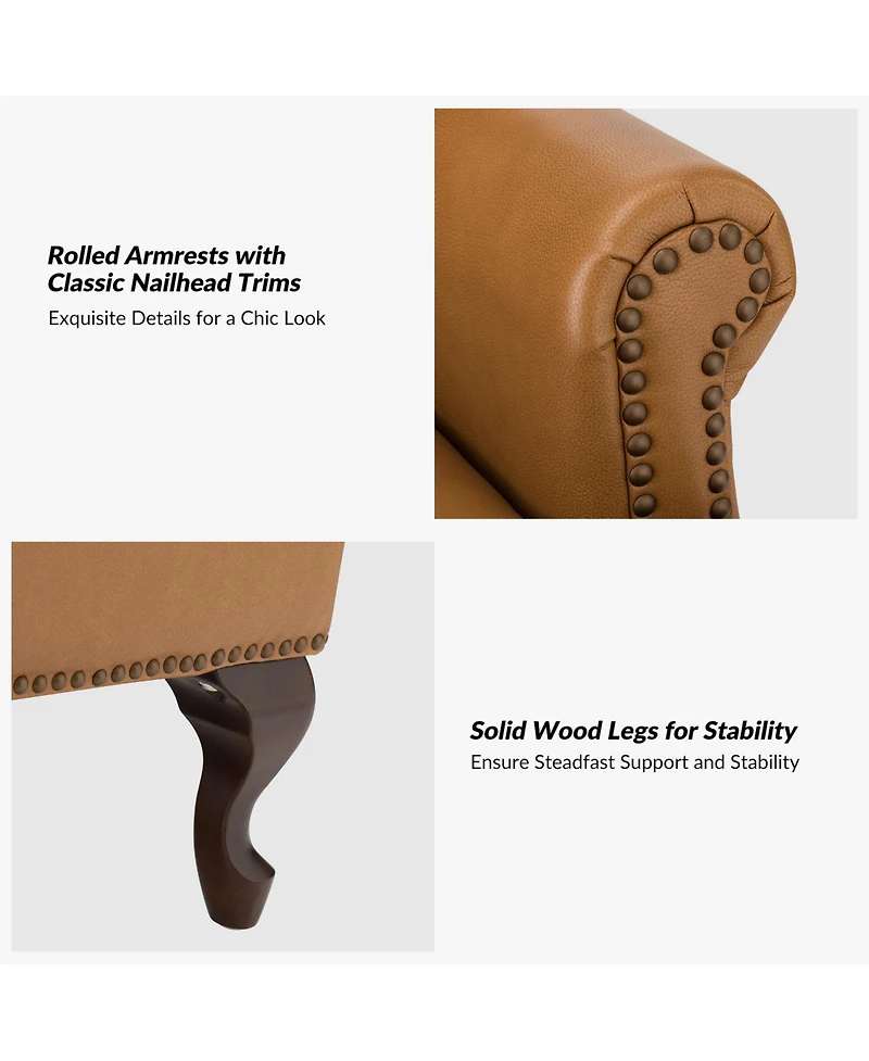 Helmuth Genuine Leather Armchair with Solid Wood Legs