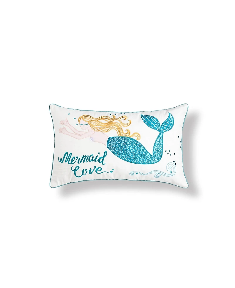 C&F Home Mermaid Love" Embroidered Cotton Blend Accent Throw Pillow 14" x 24
