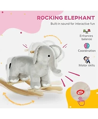 Qaba Rocking Horse Elephant Rocker with Realistic Sounds for Years 2-4