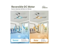 Sofucor 52-inch Sand Nickel Modern 3 Blades Ceiling Fan Light with Remote Control Support Six Speed Ajustable