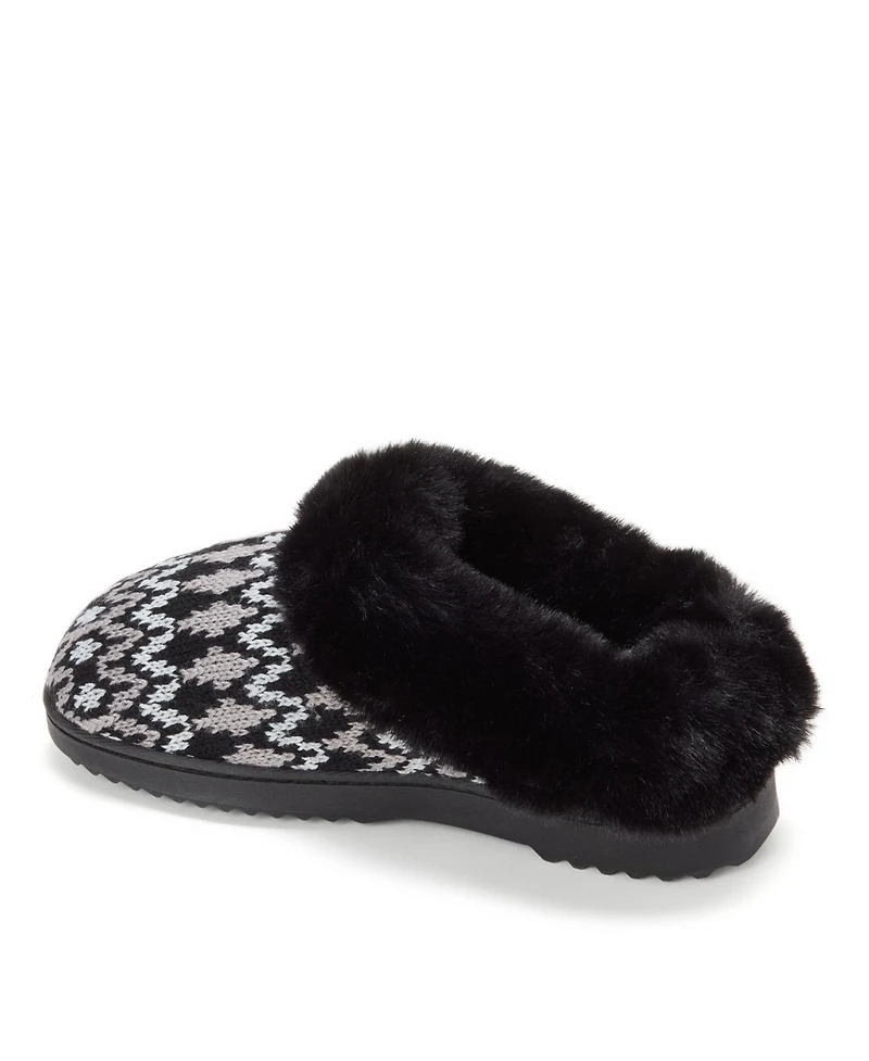 Dearfoams Women's Hannah Festive Knit Clog House Shoe Slipper