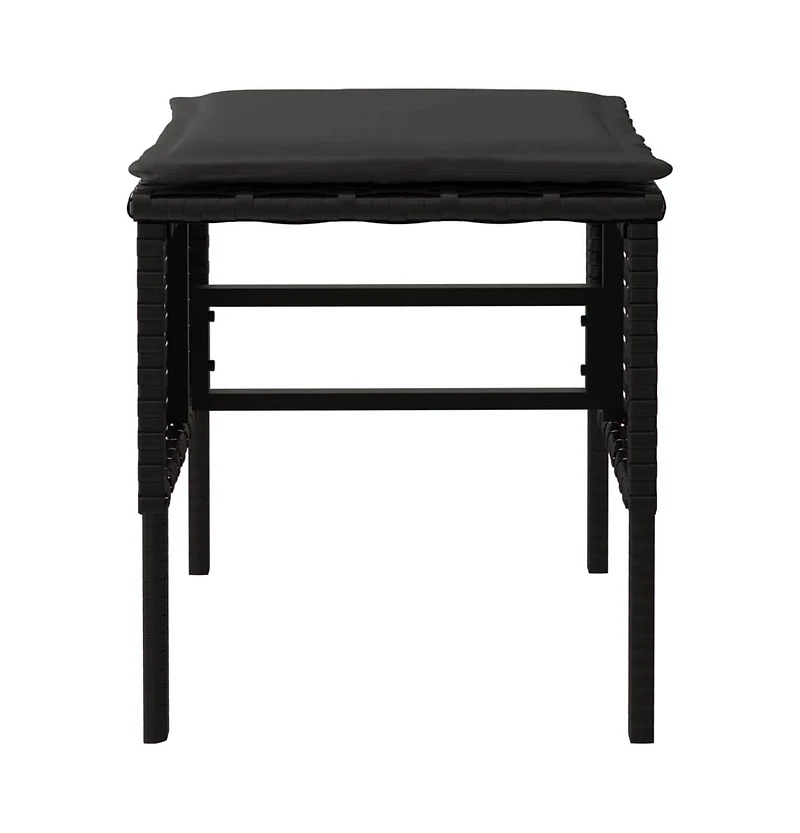 vidaXL Patio Footstools with Cushions 4 pcs Black Poly Rattan