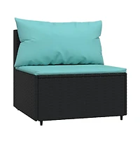 4 Piece Patio Lounge Set with Cushions Black Poly Rattan