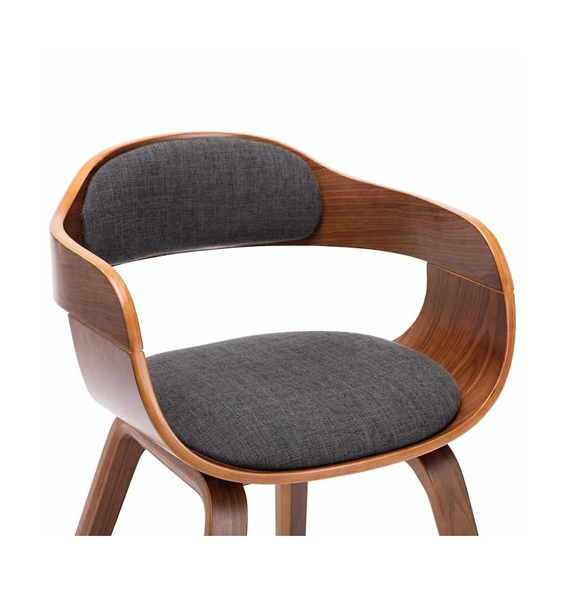 Dining Chair Dark Gray Fabric and Bentwood