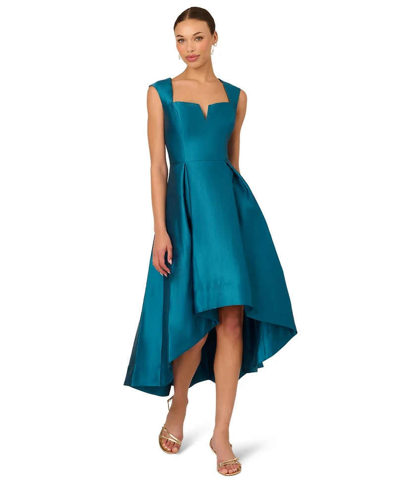 Adrianna Papell Women's Solid Mikado High-Low Dress