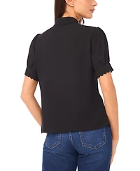CeCe Women's Scallop Button-Down Short-Sleeve Top