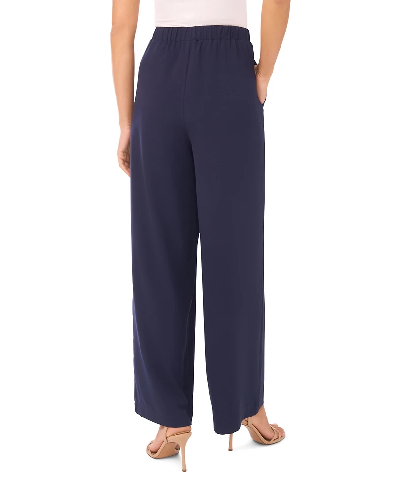 CeCe Women's Straight Leg Contrast Tie Pants