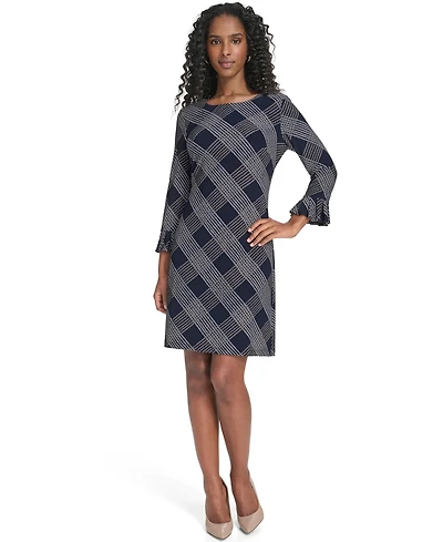 Tommy Hilfiger Women's Plaid 3/4-Sleeve Shift Dress