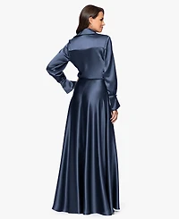 Xscape Women's Collared Long-Sleeve Dress