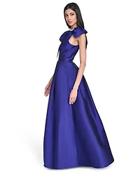 Eliza J Petite Bow-Trim Halter Ball Gown