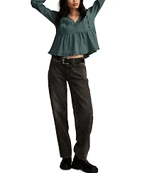 Lucky Brand Women's Long-Sleeve Peplum Top