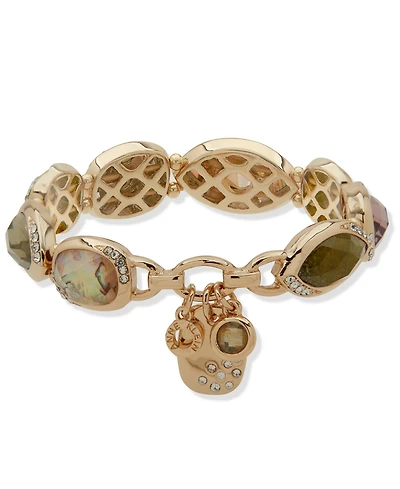 Anne Klein Gold-Tone Multiface Charm Stone Stretch Bracelet