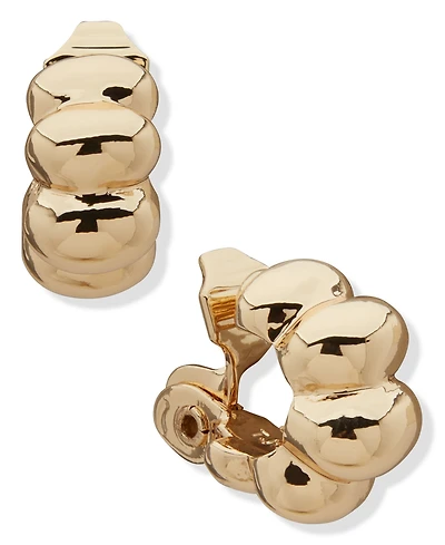 Anne Klein Gold-Tone Puff Dome Huggie Hoop Earrings