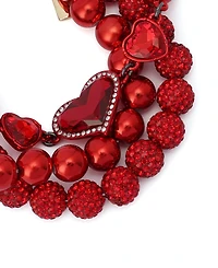 Betsey Johnson Faux Stone Love Spell Heart Multi Row Bracelet