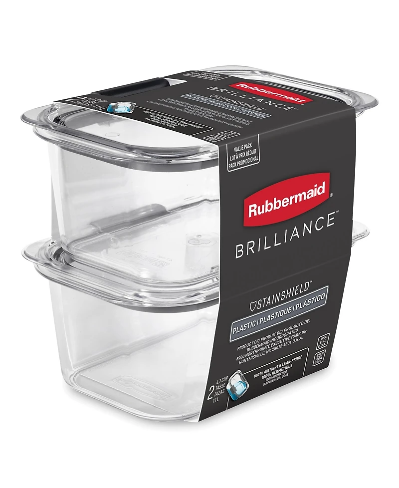 Rubbermaid Brilliance 4.7-Cup Food Storage Container, 2-Pack