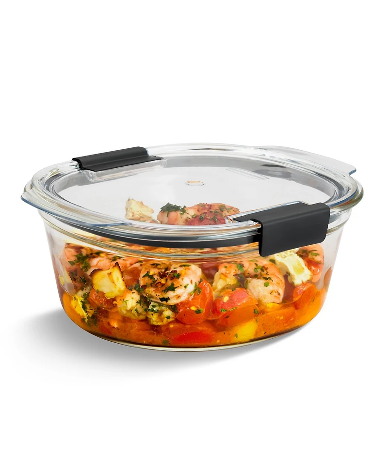 Rubbermaid Brilliance 6.1-Cup Glass Round Leak Proof Food Storage Container
