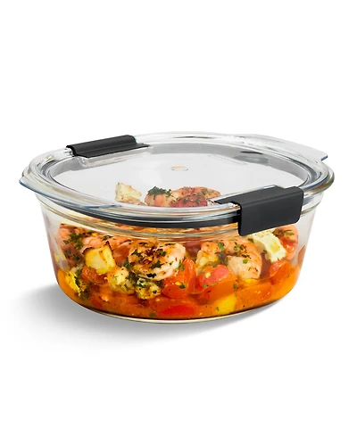 Rubbermaid Brilliance 6.1-Cup Glass Round Leak Proof Food Storage Container