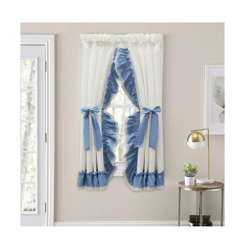 Ellis Curtain Madelyn Ruffled Victorian Priscillas 1.5" Rod Pocket Curtain Panel 100" x 84" Slate
