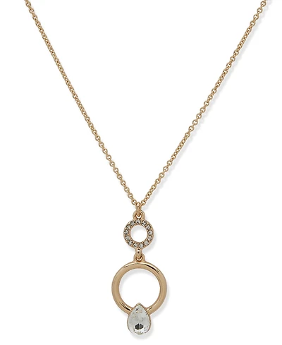 Dkny Crystal Pear Stone Pendant Necklace