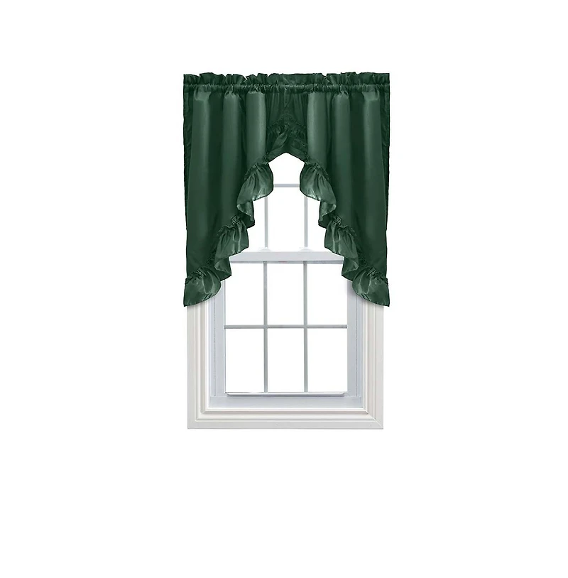 Ellis Curtain Ellis Stacey 1.5" Rod Pocket High Quality Fabric Solid Color Window Ruffled Swag 60"x38" Harvest