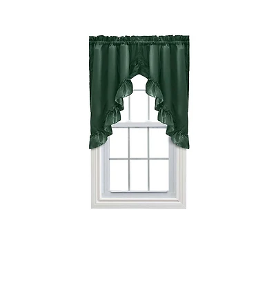 Ellis Curtain Ellis Stacey 1.5" Rod Pocket High Quality Fabric Solid Color Window Ruffled Swag 60"x38" Harvest
