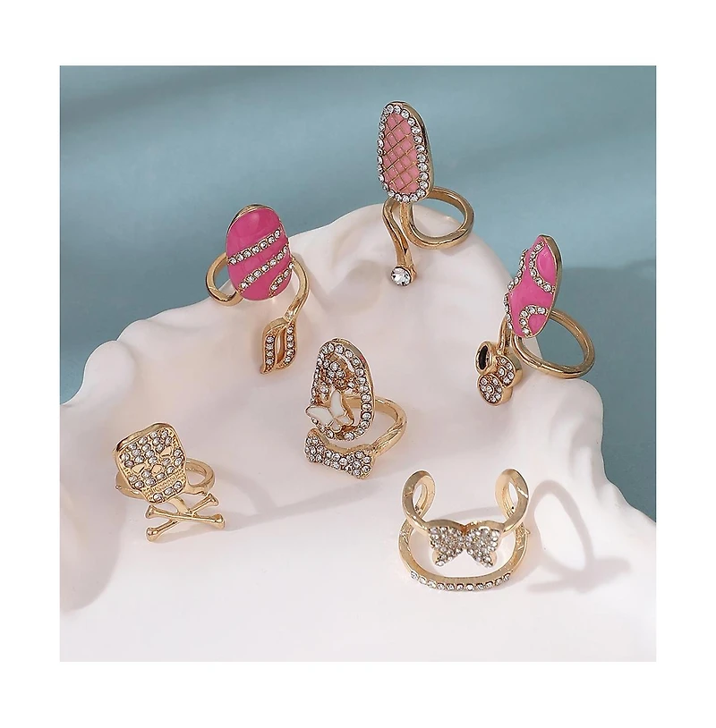 Sohi Women's The Belle Nail Rings - California Gold (Set Of 6)