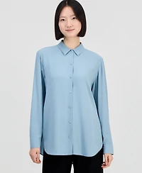 Eileen Fisher Women's Silk Classic-Collar Long Shirt