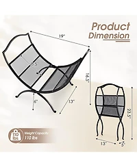 Sugift 19 Inch Folding Fireplace Log Rack with Convenient Handle