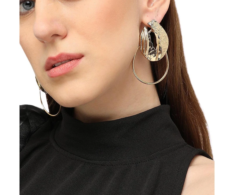 Sohi Women's Dented Drop Earrings