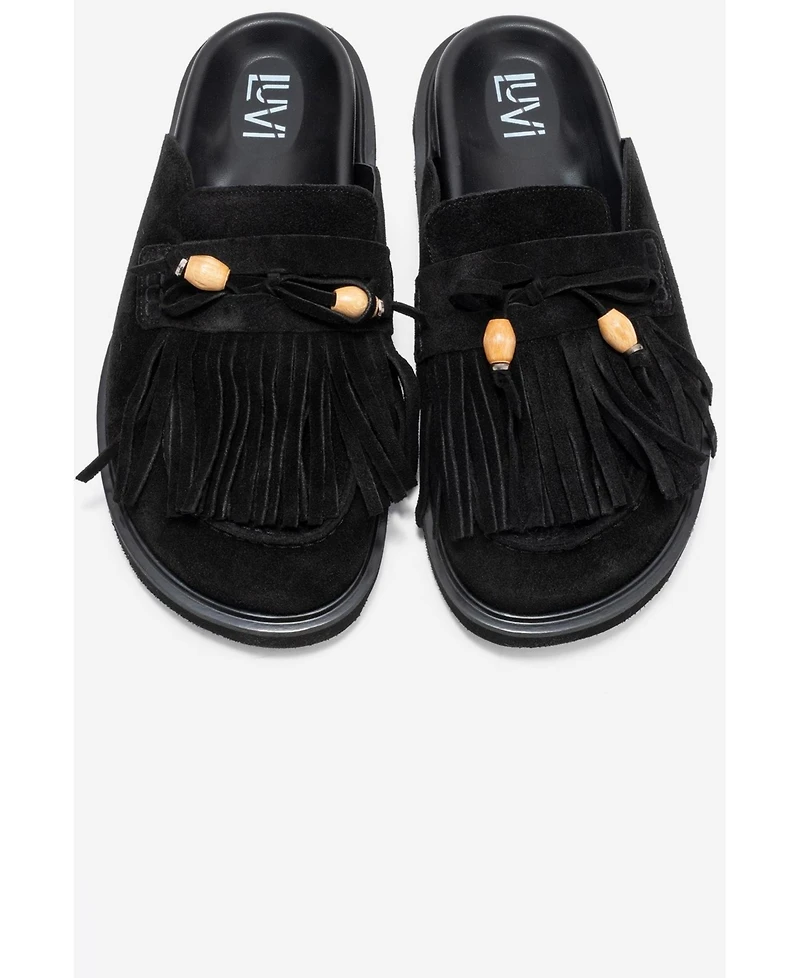 Forever & Always Shoes Women's Carol Tassel Leather Mule