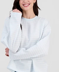 Hippie Rose Juniors' Oversized Striped Long-Sleeve Crewneck Tee