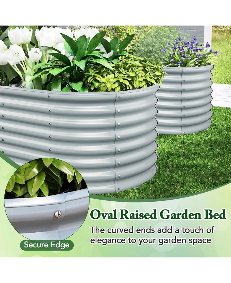 Sugift 5 x 3 x 2 Ft Metal Oval Raised Garden Bed with Open Bottom Design