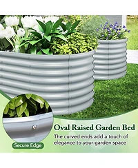 Sugift 5 x 3 x 2 Ft Metal Oval Raised Garden Bed with Open Bottom Design