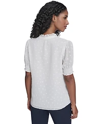 Tommy Hilfiger Women's Clip Dot Ruffle Popover Top