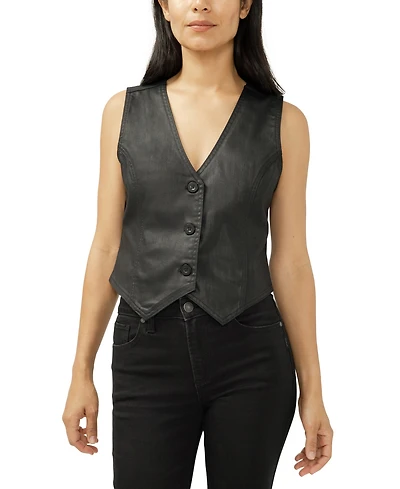 Silver Jeans Co. Women's Black Coated Denim Vest