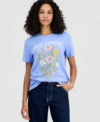 Self Esteem Juniors' Best Friends Flower Crewneck Short-Sleeve T-Shirt