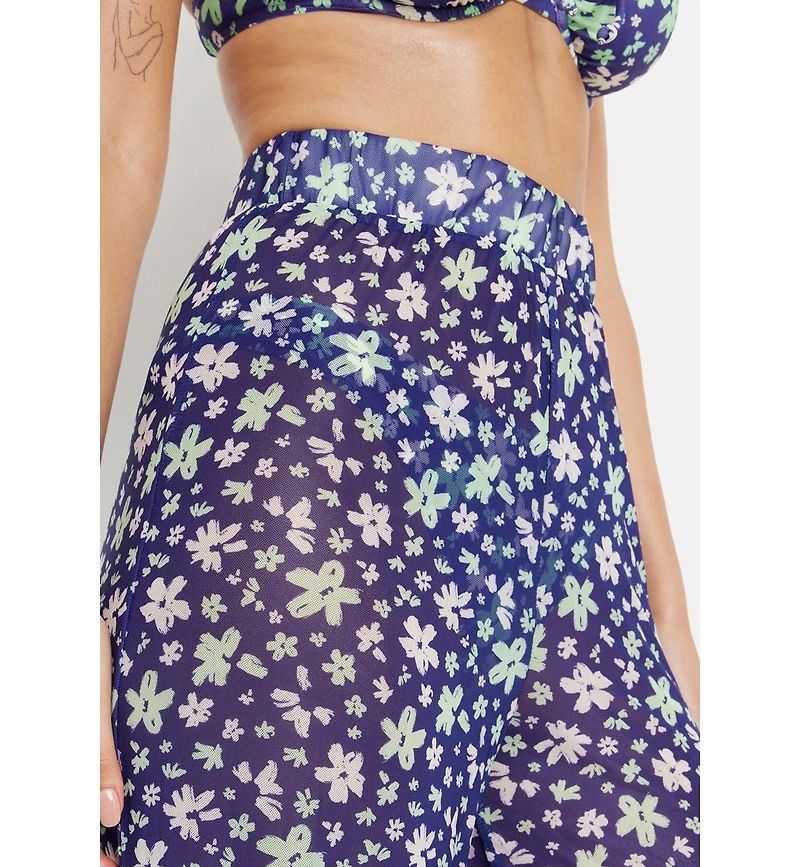 Lscn by Lascana Women's Floral Sheer Cover up Beach Dress Pants