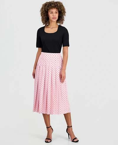 Kasper Women's Printed Pleated-Front Midi Skirt