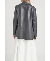 Velez Women's Leather Astromelia Blazer with a straight silhouette