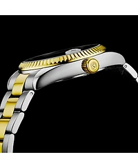 Stuhrling Vanguard 4069 Men s Quartz Watch – 42mm, Silver Dial, Two-Tone Bracelet, Fluted Bezel, Date, 100M Water Resistant