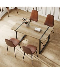 Maison Boucle 5-Piece Dining Set with Upholstered Chairs and Rectangular Wood Grain Mdf Table,Metal Frame for Small Dining Room