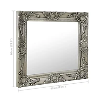 vidaXL Wall Mirror Baroque Style 23.6"x23.6" Silver