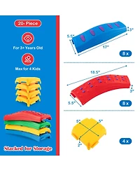 Sugift Colorful Kids Wavy Balance Beam with Textured Surface and Non-slip Foot Pads