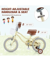 Sugift 14 Inch Kids Bike Adjustable with Training Wheels Ages 3-8 Years Olds-14 inches