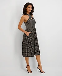 kensie Women's Embroidered Halter Neck Dress