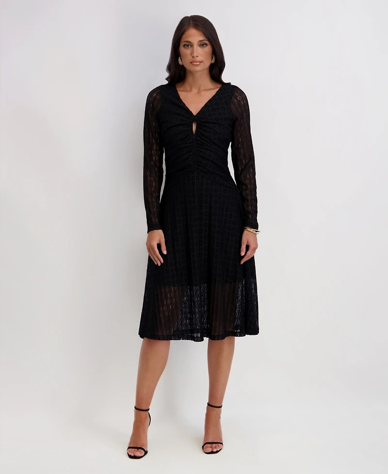 kensie Women's Stretch Knit Keyhole Dress