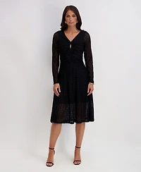 kensie Women's Stretch Knit Keyhole Dress